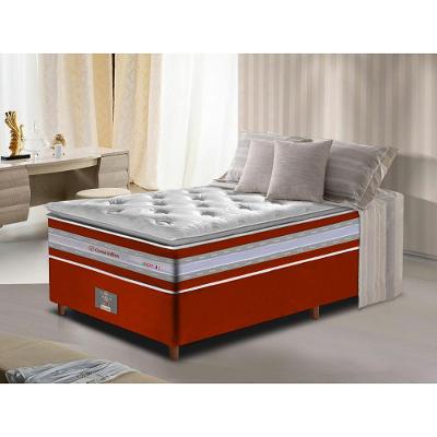 Conjunto Cama Box Solteiro de Molas Ensacada D33 com Pillow TOP Cama inBox Select 88x188x71 Vermelho