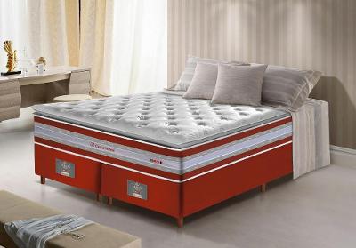 Conjunto Cama Box Queen de Molas Ensacadas D33 com Pillow TOP Cama inBox Select 158x198x71 Vermelho