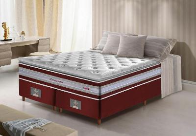Conjunto Cama Box Queen de Molas Ensacadas D33 com Pillow TOP Cama inBox Select 158x198x71 Vinho