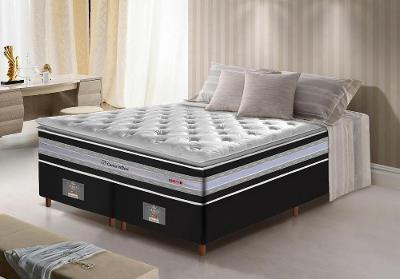 Conjunto Cama Box Queen de Molas Ensacadas D33 com Pillow TOP Cama inBox Select 158x198x71 Preto