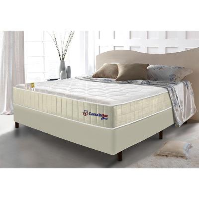 Conjunto Cama Box Casal com Molas Ensacadas Cama inBox Cloud Bege 138x188x67