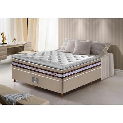 Conjunto Cama Box Casal de Molas Ensacadas D33 com Pillow TOP Cama inBox Select 138x188x71 Bege