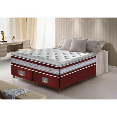 Conjunto Cama Box King de Molas Ensacadas D33 com Pillow TOP Cama inBox Select 193x203x71 Vinho