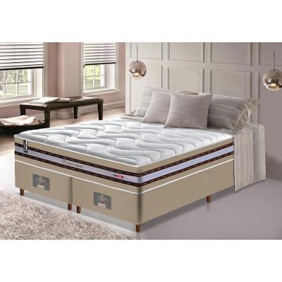 Conjunto Cama Box King de Molas Ensacadas D33 Cama inBox Select Firme 193x203x71 Bege