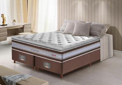 Conjunto Cama Box Queen de Molas Ensacadas D33 com Pillow TOP Cama inBox Select 158x198x71 Café