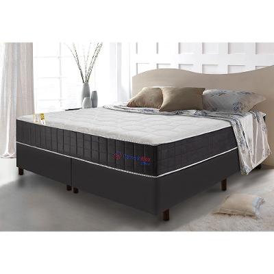 Conjunto Cama Box Queen com Molas Ensacadas Cama inBox Cloud Cinza 158x198x67