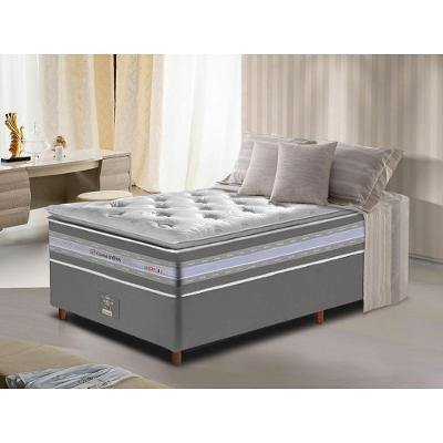 Conjunto Cama Box Solteiro de Molas Ensacadas D33 com Pillow TOP Cama inBox Select 88x188x71 Cinza