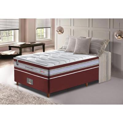 Conjunto Cama Box Solteiro de Molas Ensacadas D33 Cama inBox Select Firme 88x188x71 Vinho