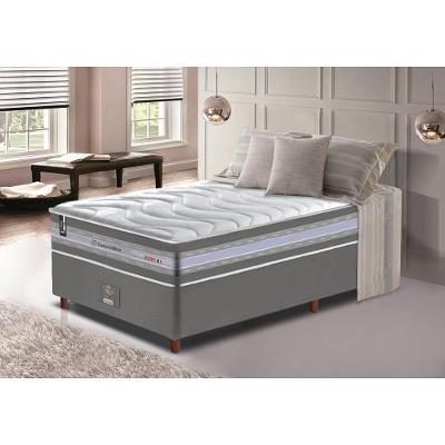 Conjunto Cama Box Solteiro de Molas Ensacadas D33 Cama inBox Select Firme 88x188x71 Cinza