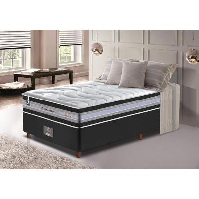 Conjunto Cama Box Solteiro de Molas Ensacadas D33 Cama inBox Select Firme 88x188x71 Preto