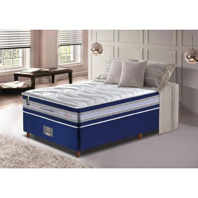 Conjunto Cama Box Solteiro de Molas Ensacadas D33 Cama inBox Select Firme 88x188x71 Azul