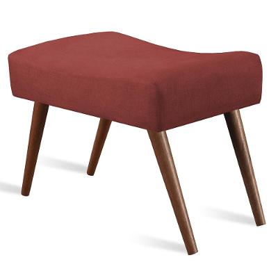 Puff Cama inBox Aluna Retangular com Pés em Madeira Maciça Tecido Suede Vermelho