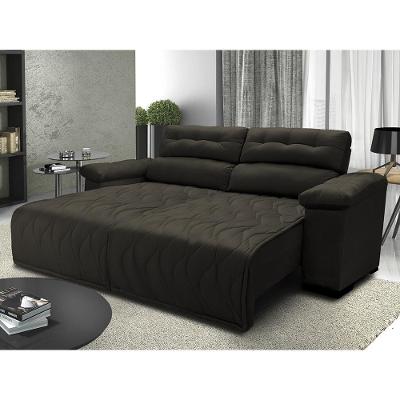 Sofá 2,72m Retrátil e Reclinável com Molas Cama inBox Top Tecido Suede Velusoft Café