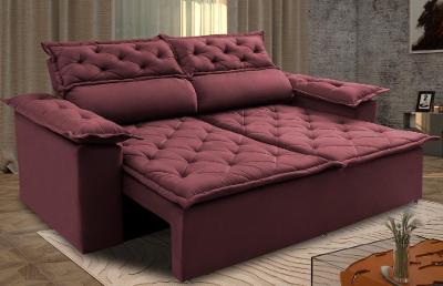 Sofá 3 Lugares Retrátil e Reclinável Cama inBox Compact 1,80m Velusoft Vinho