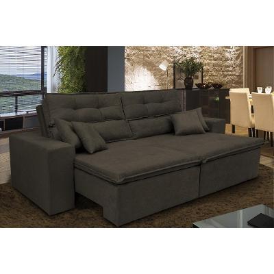 Sofá Cairo 1,82m Retrátil, Reclinável Tecido Suede Café