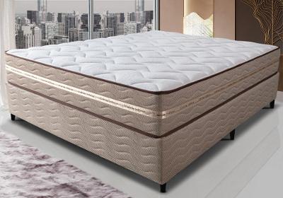 Cama Box Casal (Colchão + Box) 138x188x60 de Molas Ensacadas Cama inBox Smart Gold Bege