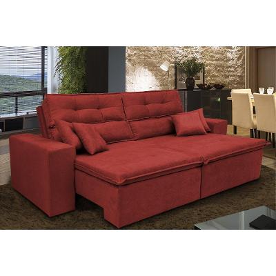 Sofá Cairo 2,02m Retrátil, Reclinável Tecido Suede Vermelho