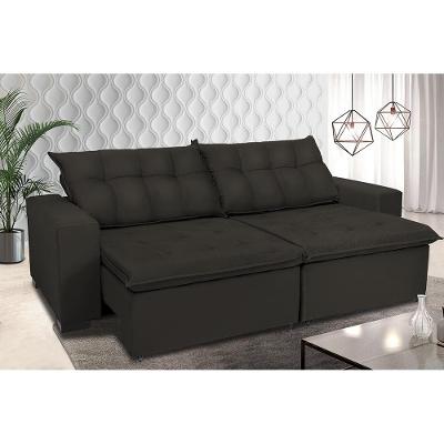 Sofá Retrátil e Reclinavel Oklahoma 3,12 Mts Com Molas e Pillow no Assento Tecido Suede Café - Cama InBox