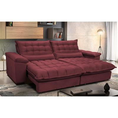 Sofá Retrátil e Reclinável 2,12m com Molas Ensacadas Cama inBox Aconchego Tecido Suede Vinho