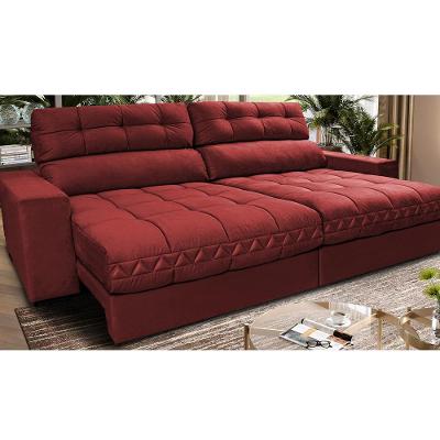 Sofá Retrátil e Reclinável 2,12m Molas Ensacadas Cama inBox Brasil Velusoft Vermelho