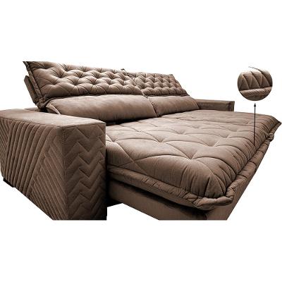 Sofá Retrátil e Reclinável 2,15m Molas Ensacadas Cama inBox Spazus com Bordado 3D Velusoft Castor