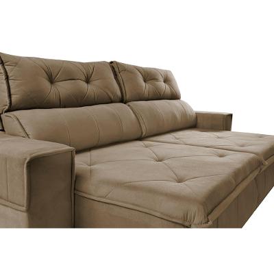 Sofá Retrátil e Reclinável 2,50m Cama inBox Tókio com Molas e Bordado 3D Velusoft Castor