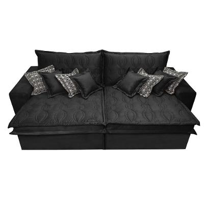 Sofá Retrátil e Reclinável 2,32m com Molas Ensacadas Cama Inbox Supreme Tecido Suede Velusoft Preto