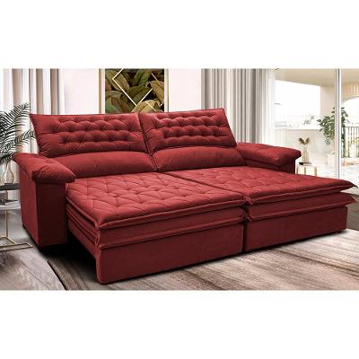 Sofá Retrátil e Reclinável 2,32m Molas Ensacadas Cama inBox Alemanha com Espuma Viscoelástico Velusoft Vermelho