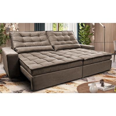 Sofá Retrátil e Reclinável 2,52m Molas Ensacadas Cama inBox Catar Velusoft Castor