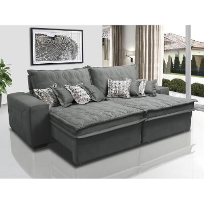 Sofá Retrátil e Reclinável 3,12m com Molas Ensacadas Cama Inbox Supreme Tecido Suede Velusoft Cinza