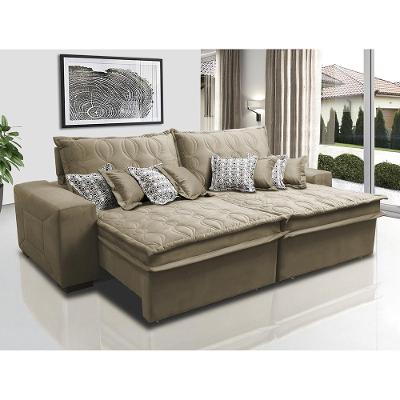 Sofá Retrátil e Reclinável 3,12m com Molas Ensacadas Cama Inbox Supreme Tecido Suede Velusoft Castor