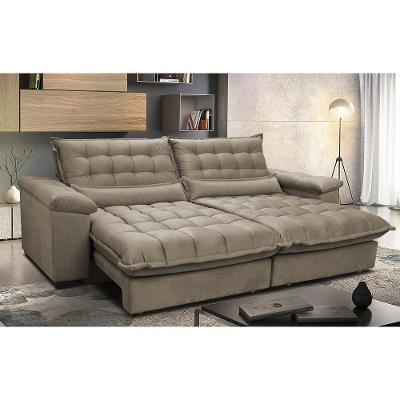 Sofá Retrátil e Reclinável 3,12m com Molas Ensacadas Cama inBox Aconchego Tecido Suede Castor