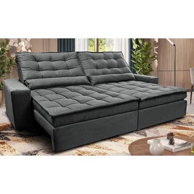 Sofá Retrátil e Reclinável 3,12m Molas Ensacadas Cama inBox Catar Velusoft Cinza