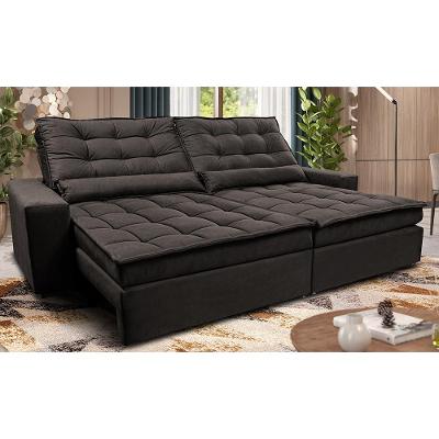 Sofá Retrátil e Reclinável 3,12m Molas Ensacadas Cama inBox Catar Velusoft Café