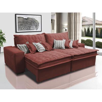 Sofá Retrátil e Reclinável 3,12m com Molas Ensacadas Cama Inbox Supreme Tecido Velusoft Vermelho