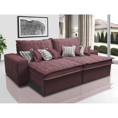 Sofá Retrátil e Reclinável 3,12m com Molas Ensacadas Cama Inbox Supreme Tecido Suede Velusoft Vinho