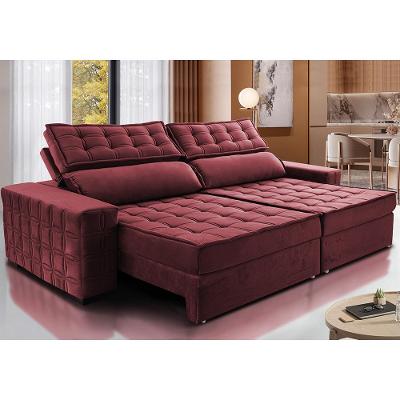 Sofá Retrátil e Reclinável 3,15m Cama inBox Big Star com SoftGel D40 Velupluma Vinho