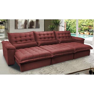 Sofá Retrátil e Reclinável 3,22m com Molas Ensacadas Cama inBox Aconchego Tecido Suede Vermelho