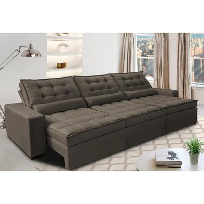 Sofá Retrátil e Reclinável 3,82m com Molas Ensacadas Cama Inbox Gold Tecido Suede Velusoft Café