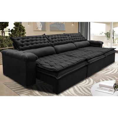 Sofá Retrátil e Reclinável 3,82m Molas Ensacadas Cama inBox Botonê Espuma Viscoelástico Preto