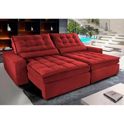 Sofá Retrátil e Reclinável com Molas Ensacadas Cama inBox Gold 2,52m Tecido Suede Velusoft Vermelho