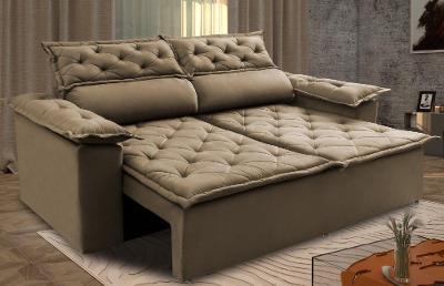 Sofá Retrátil e Reclinável Cama inBox Compact 1,50m Tecido Suede Velusoft Castor