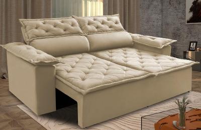 Sofá Retrátil e Reclinável Cama inBox Compact 1,50m Tecido Suede Velusoft Bege