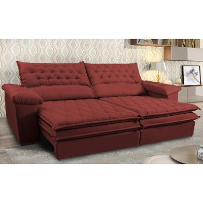Sofá Retrátil, Reclinável Molas Ensacada Cama inBox Botonê 2,92m Espuma Viscoelástico Suede Vermelho