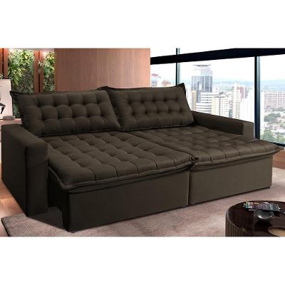 Sofá Retrátil Reclinável e Cama 2,35m Cama inBox Flex Suede Velusoft Café