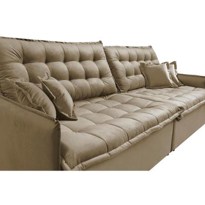Sofá Sem Caixa Retrátil Reclinável 2,55m Cama inBox Versátil com Pillow Top e Molas Velusoft Bege