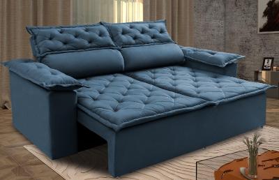 Sofá Retrátil e Reclinável Cama inBox Compact 1,50m Tecido Suede Velusoft Azul