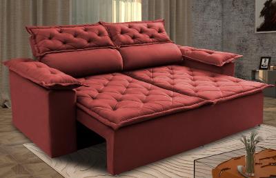 Sofá Retrátil e Reclinável Cama inBox Compact 1,50m Tecido Suede Velusoft Vermelho