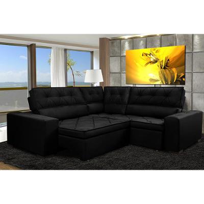 Sofá Canto Austin 2,20x2,20 Preto Cama inBox