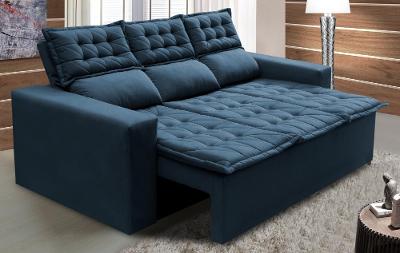 Sofá 3 Lugares Retrátil e Reclinável Cama inBox Slim 2,00m Velusoft Azul